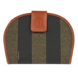 Fendi Black Brown Pequin Wallet Purse 309.512230.069 125289